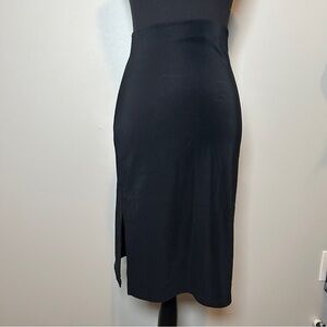 3.7.5 Black Pencil Skirt | High Waisted Midi Skirt | Side Slit Minimal Classic